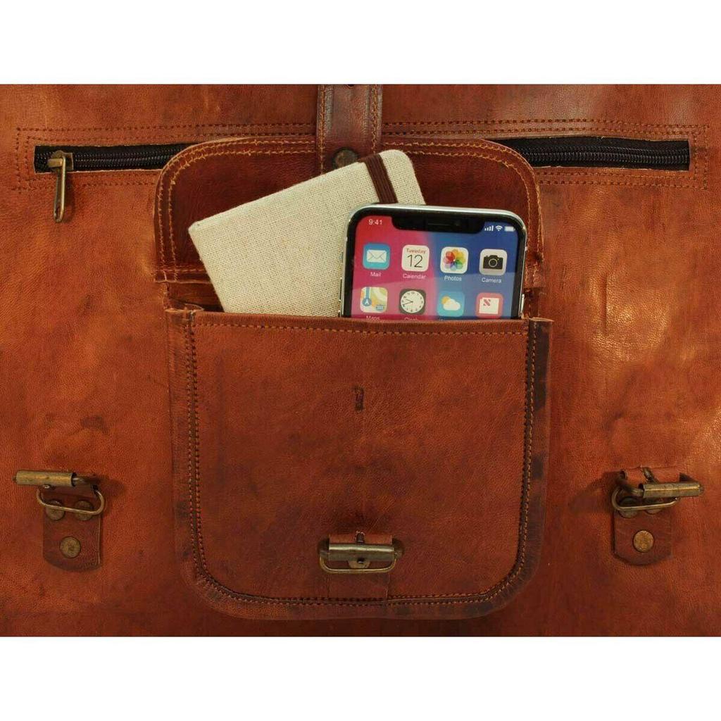 Vintage echtes Ziegenleder Herren Büro Laptop Messenger Umhängetasche