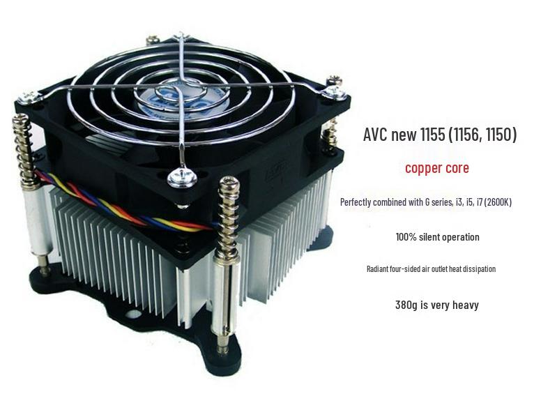 Intel Desktop CPU Cooling Fan with 4-Pin Temperature Control for 115X Sockets