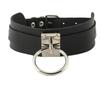 Color Solid Fashion Large Metal Ring Decoration Women Pu Leather Collar Necklace