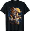 Majestic Griffin and Eagle Night Sky Fantasy Scene T-Shirt