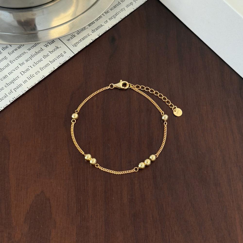 Korean 925 Sterling Silver Beaded Necklace for Women - Simple, Irregular Design Clavicle Chain