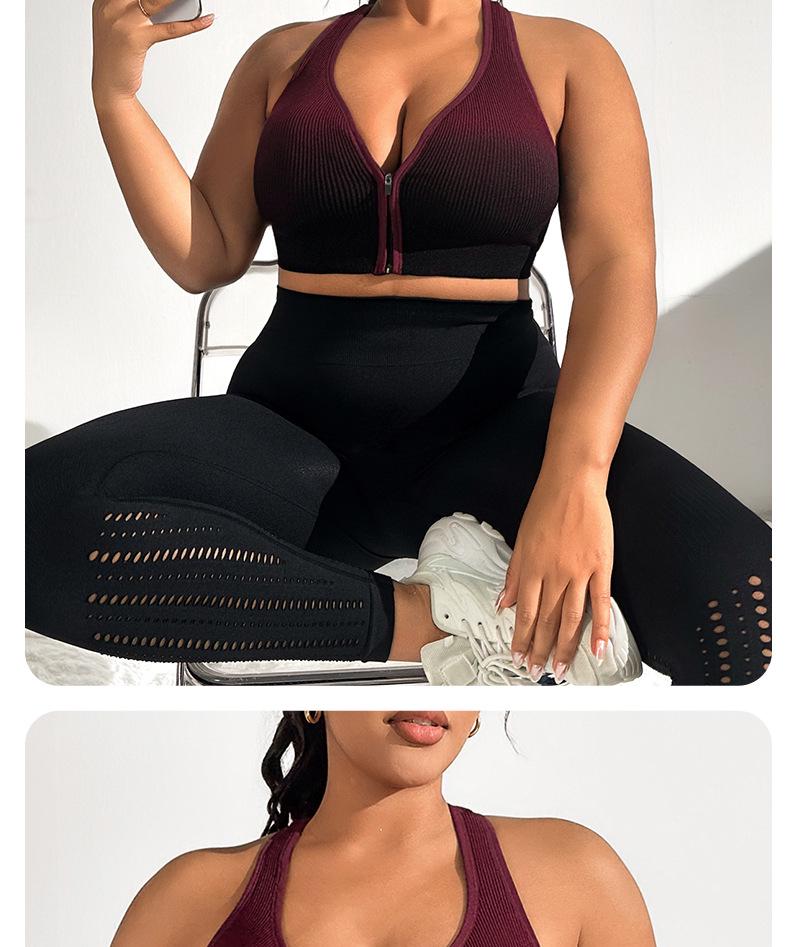 Women's Gradient Sport Shockproof Running Vest Bra with Front Zipper for Fitness & Yoga
