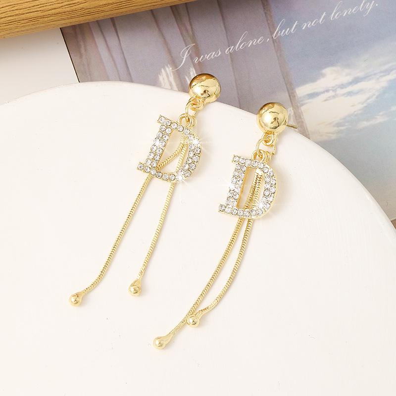 Elegant Tassel Letter Earrings: Stylish S925 Silver for Women