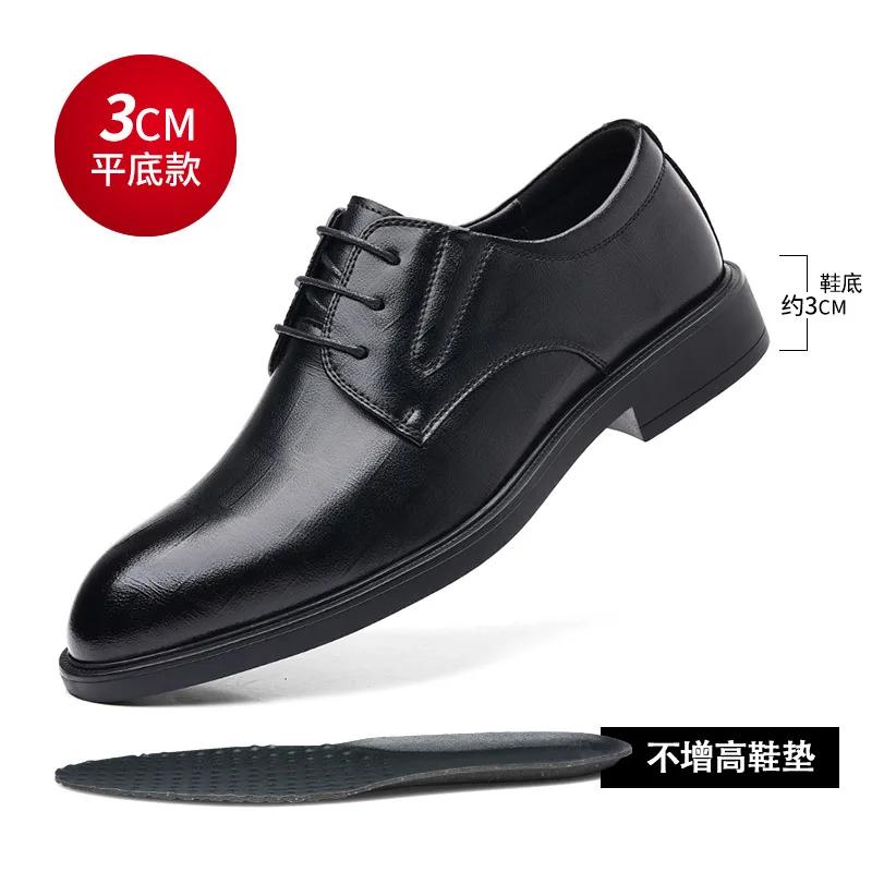 

Fashion3 6 8cm Heel Men s Dress Shoes New Designer Cow Leather Increase Casual Spring Autumn Black Platform Wedding Shoes Male 38