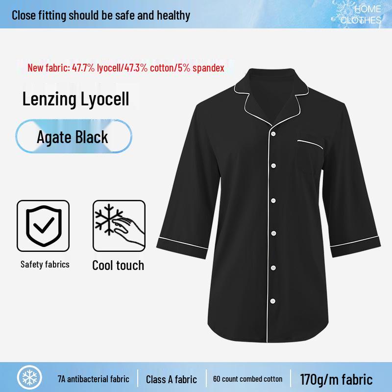 

Женская летняя модальная ночная рубашка свободного кроя с отложным воротником и длинным рукавом L (115-130 lbs)