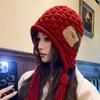 Autumn And Winter Warm Handmade Braid Knitted Hat Trend   Patch Tassel Wool Hat