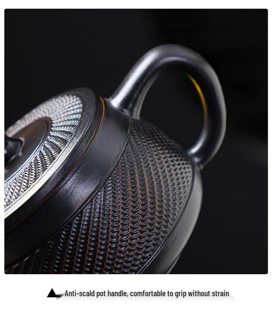 Purple Clay Kung Fu Teapot Set: Includes One Teapot, Six Cups, and Tray - Luxurious Retro Design for Home Tea Brewing