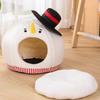 Cat Nest Bed Cute Soft Snowman-Shaped Pet Furniture With Washable Mat Cute Cat Bed For Indoor Winter Travel Car RV Camping Desk