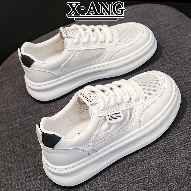 Leather platform white shoes children's breathable mesh women's shoes summer new heightening board shoes casual sports shoes