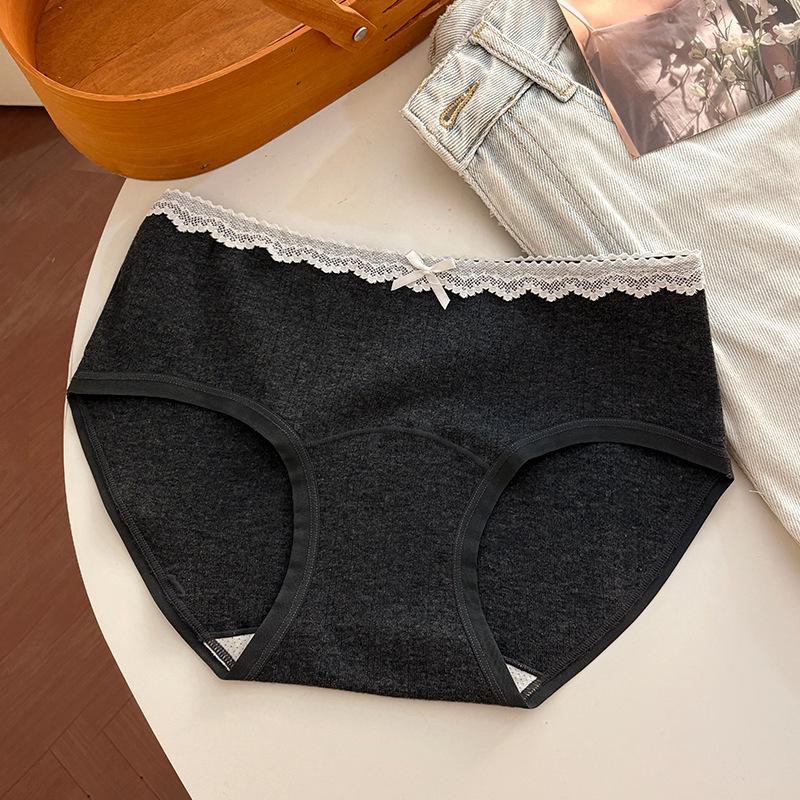 Female Spring and Autumn Sweet Pure Cotton 10A Antibacterial Extended Crotch Free Waist Triangle Briefs