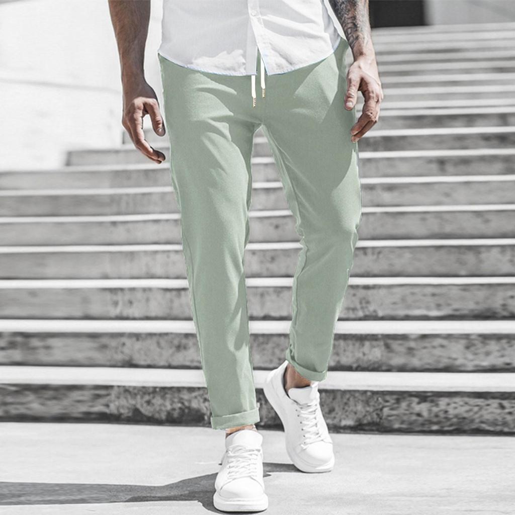 Herren Casual Mode Neun-Punkte-Hose Einfarbig Lässige Taschenhose