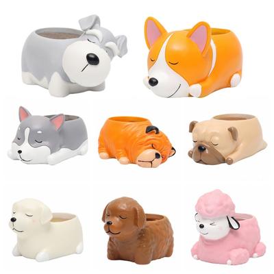 Pot de fleurs en résine en forme de chien Corgi Labrador mignon, pot de plantes succulentes en forme d'animal de dessin animé, pot de plantation pour la maison, le jardin, décoration de bureau