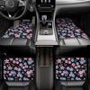 Floral Print Car Floor Mats Cute Flower Front Rear Seat Floor Rugs Carpets Full Set Auto Interior Accessories Decor Gift