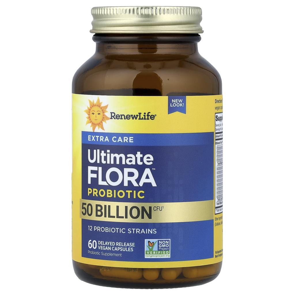 Extra Care Ultimate Flora™ Probiotic, 5 Billion CFU, Delayed Release Veggie Caps, 60