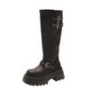 Black boots women's 2025 new spring, autumn and winter thick-soled knee-high knight boots small long boots