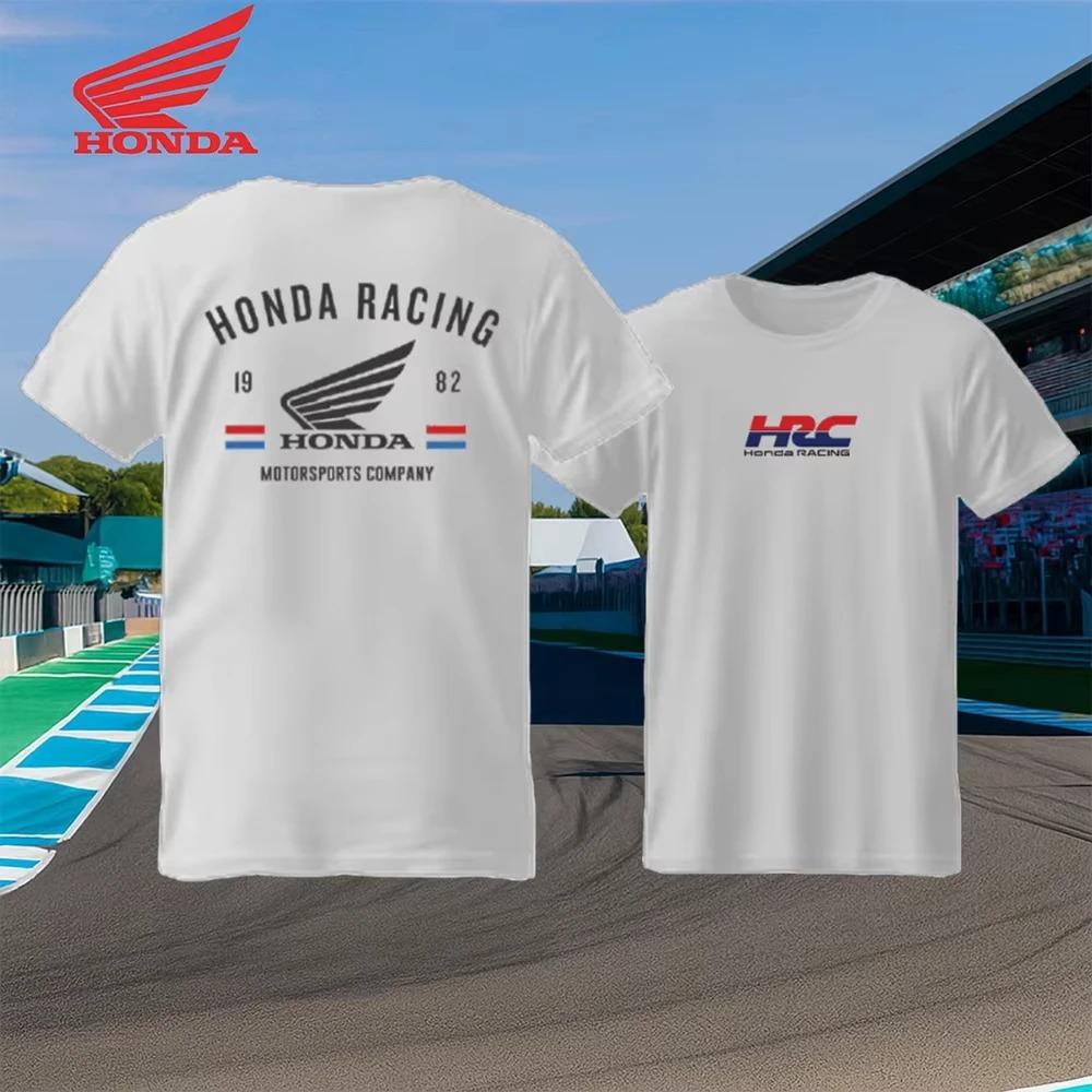 Oversized Short-Sleeve T-Shirt Featuring the Honda Wing Emblem and "HRC Honda Racing" Badge on the Front