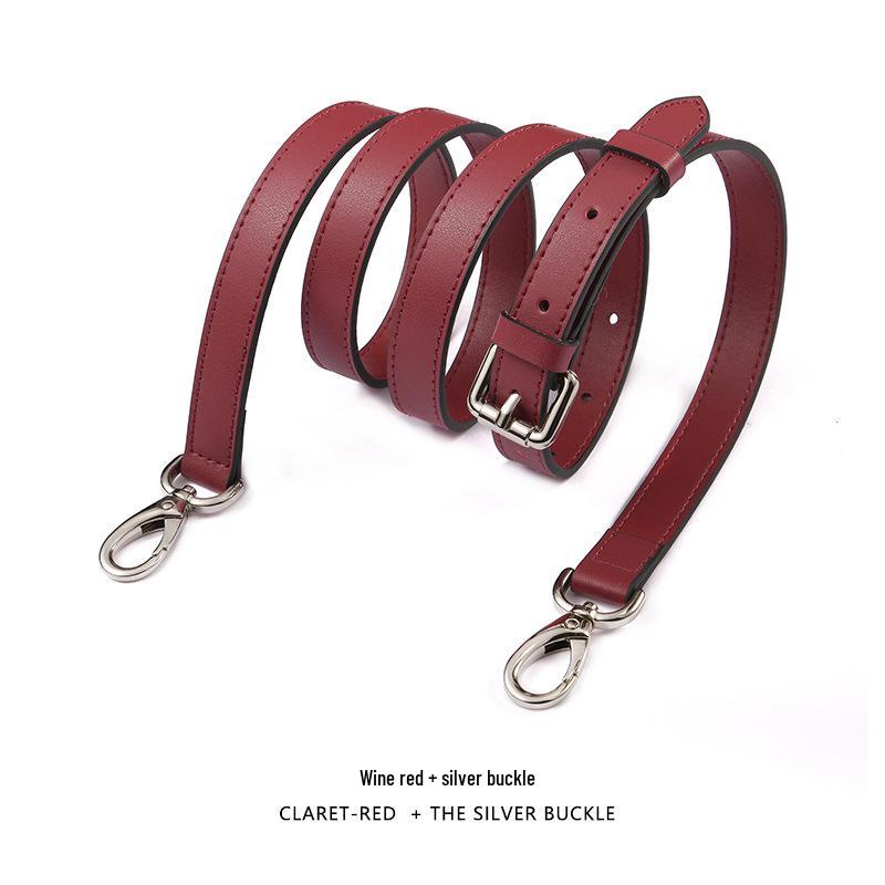 Adjustable Genuine Leather Crossbody Bag Strap - Thin Plain Weave for Women