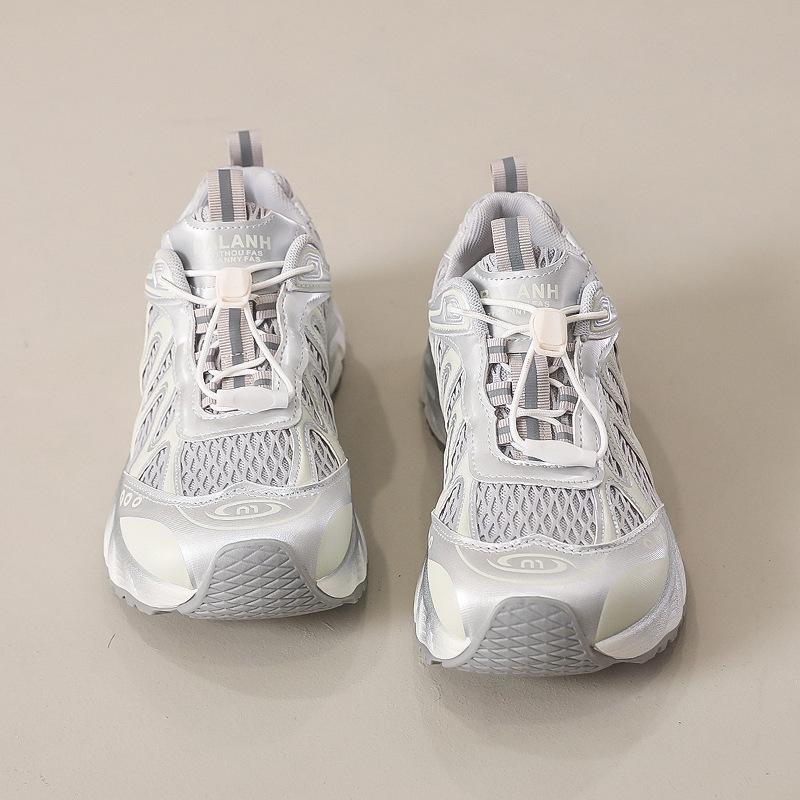 Kopfschief ultraleichte Sport-Einzelschuhe Damen Herbst Mesh atmungsaktiv Outdoor Bergsteigen vielseitig Leder Dad-Schuhe