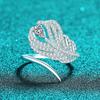Delong Sterling Silver Moissanite Banana Leaf Feather Adjustable Ring for Women - Exquisite and Gorgeous Cold Style