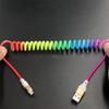 Spring Cable Rainbow Retractable 3A Fast Charging Data Cable Type C Micro USB Ios Flexible Elastic Stretch Charger For Samsung