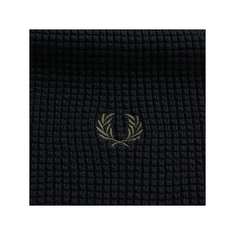 Fred Perry Waffle Knit Cotton Scarf   Black Cfpu2438150 102 qzgCfpu2438150 102