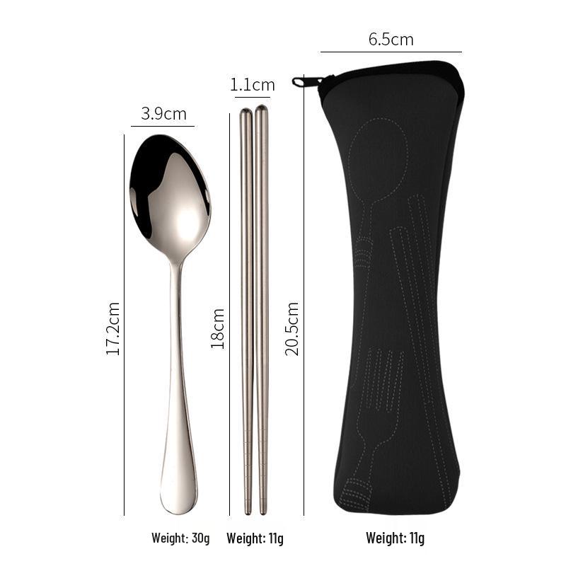 Stainless Steel Cutlery Set: Knife, Fork, Spoon & Chopsticks - Portable 4-Piece Set for Students, Travel, & Gifts