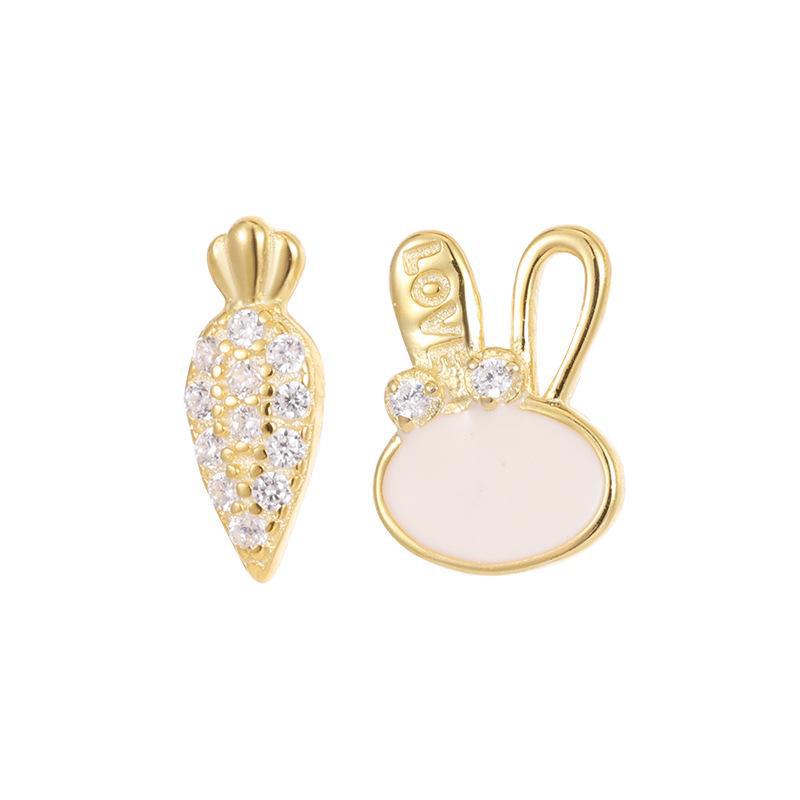 2023 High-Grade S925 Sterling Silver Cute Little Rabbit Carrot Earrings for Women