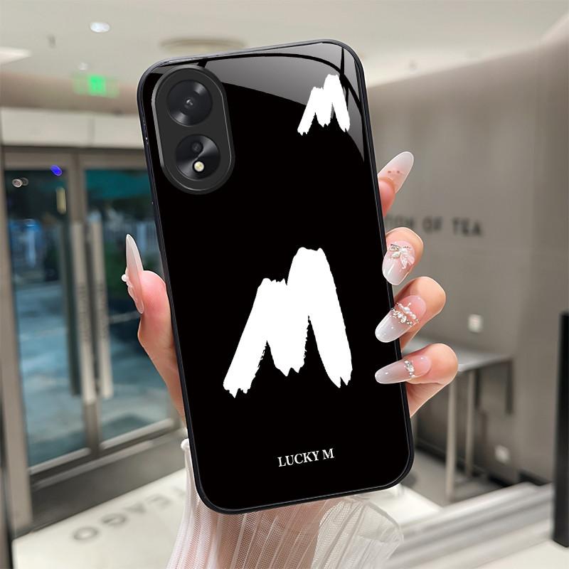 Phone Case For OPPO A18 A38 A58 A78 Back Covers Lucky Letter Protective Case For OPPOA18 OPPOA38 Tempered Glass Soft TPU Shell