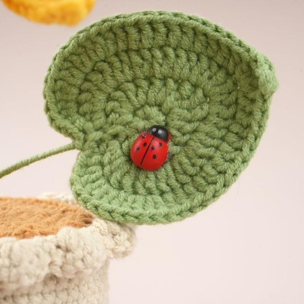 Room Decor Knitted Flower Friend's Gift Artificial Sunflower Pot Crochet Sunflower Potted Home