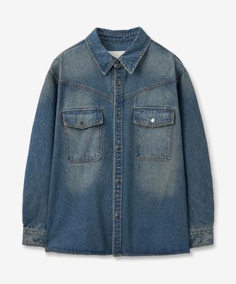 Minav Stonewashed Denim Shirt Jacket [Rusty Blue]