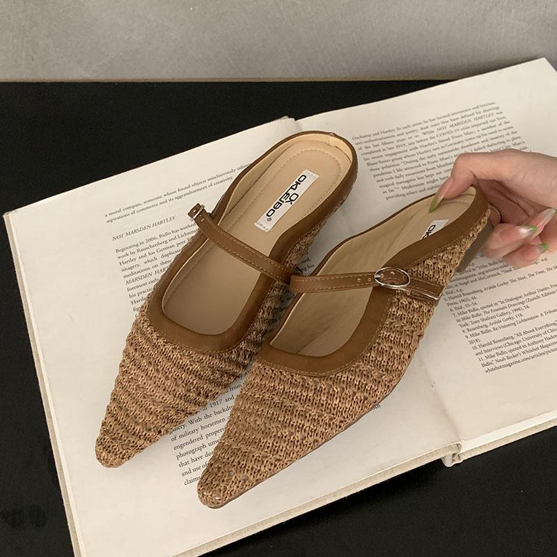 Fashion Fashion Weave Women Flats With Shoes Female Designer Buckle Shallow Footwear Slip On Ladies Flats Mary Janes Shoes Mules