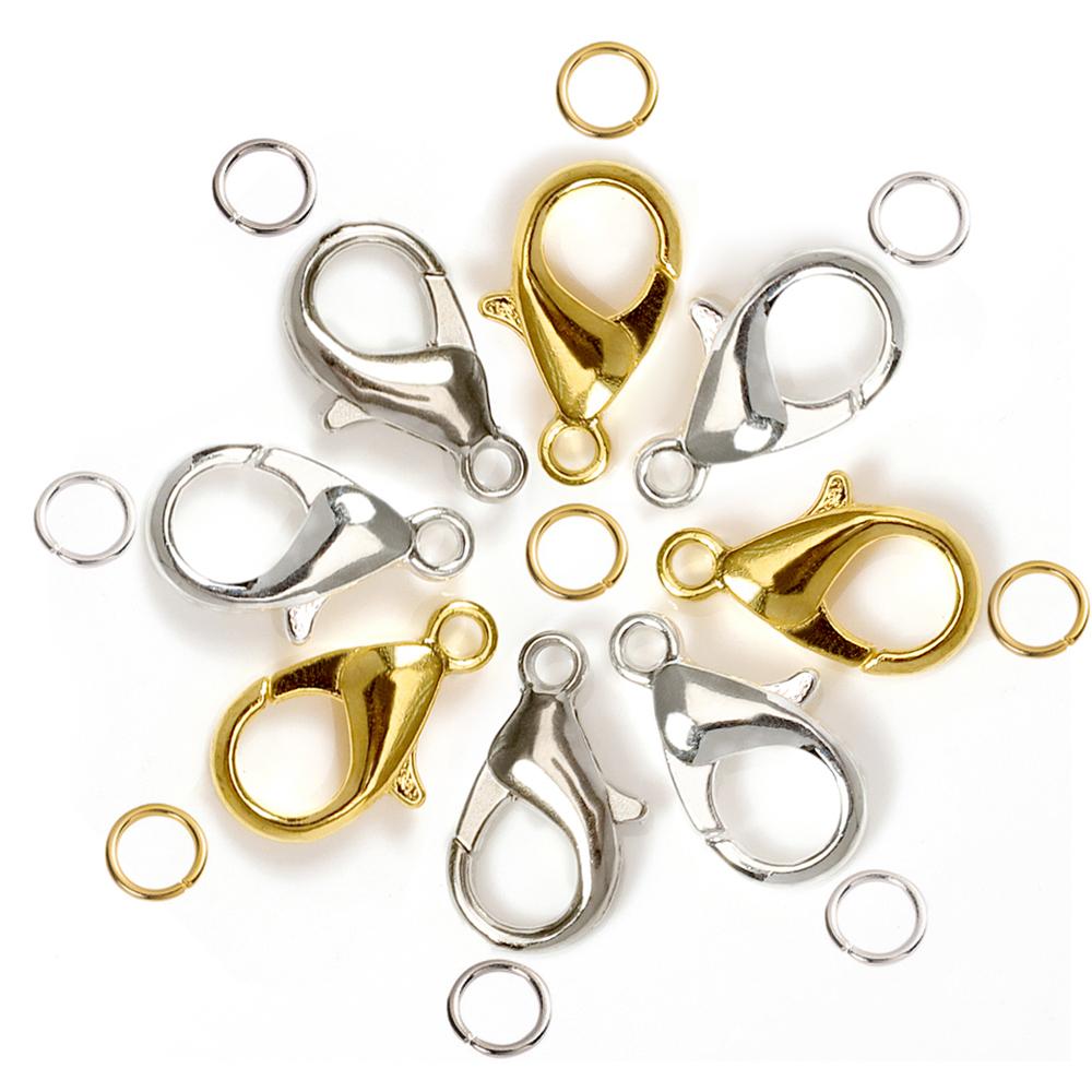 50sets 10/14mm Lobster Clasps Jump Rings for Bracelet Necklace Hooks Chain Closure Keychain End Connector DIY Jewelry Making