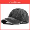 Classic Retro Washed Denim Baseball Cap Adjustable Sun Hat For Men Women In Black