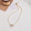 Zircon Bowknot Pearl Necklace - Elegant Light Luxury Jewelry Accessory NS148
