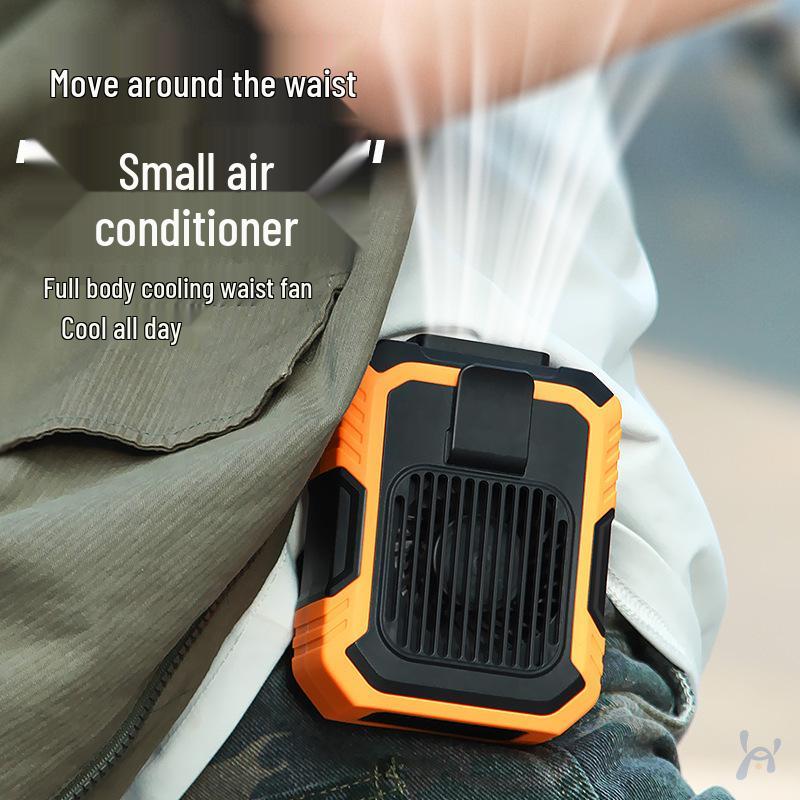 Portable Rechargeable Waist-Hanging Electric Fan: Large Capacity, Strong Wind, Outdoor Cooling