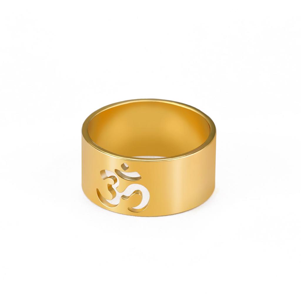 Minimalist Indian Yoga Symbol Hollow-Out Design Women's Ring Matching Couple Bands
