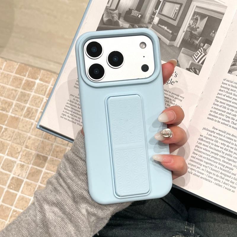 Original Liquid Bracket Folding Candy Case For iPhone 17 Air 16 15 14 Plus 13 12 11 Pro Max Plain Color Shockproof Smooth Cover