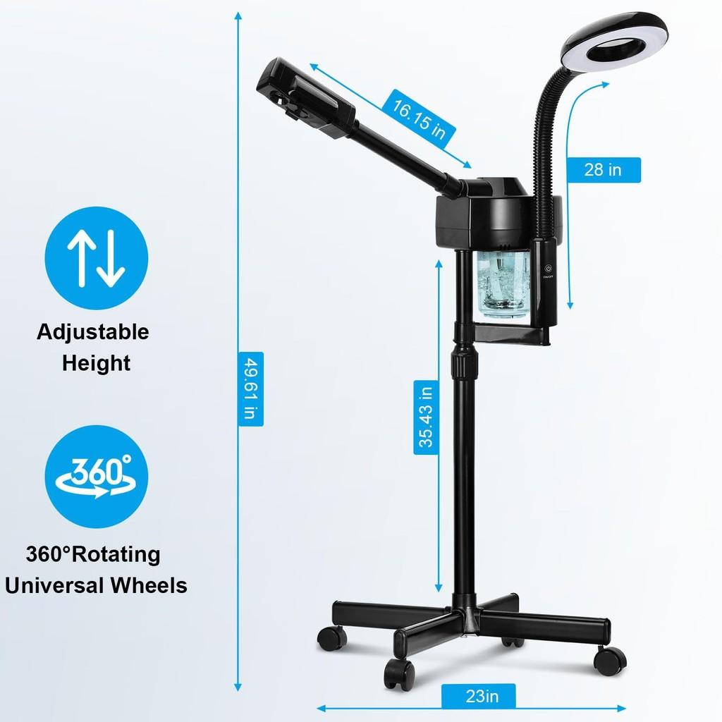 2 In 1 Professional Facial Steamer 2-in-1 Magnifier Nano Spray Water Replenisher Beauty Salon Hot Spray Beauty Device