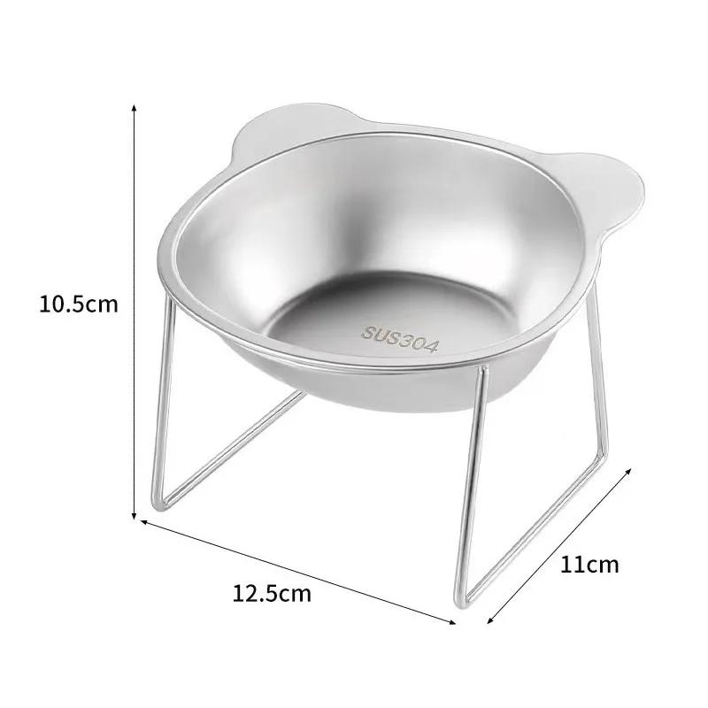 

15° Slanted Stainless Steel Cat Bowl Anti-Cervical Spondylosis Pet Feeder for Dogs Cats Panda Shape серебряный