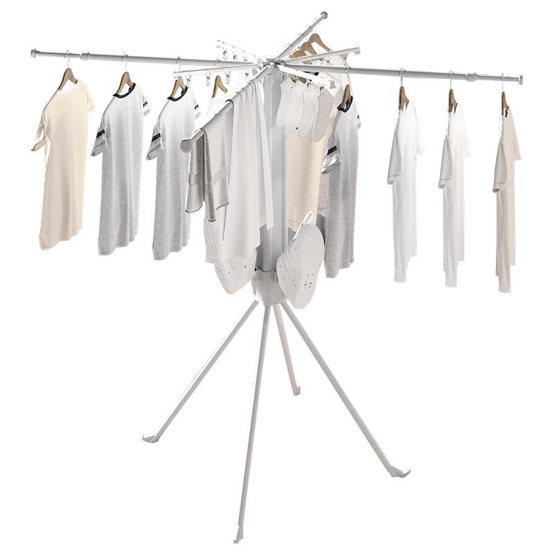 Retractable Foldable Octopus Clothes Rack: Floor-Standing Carbon Steel Eight-Legged Indoor Drying Pole for Clothes and Quilts