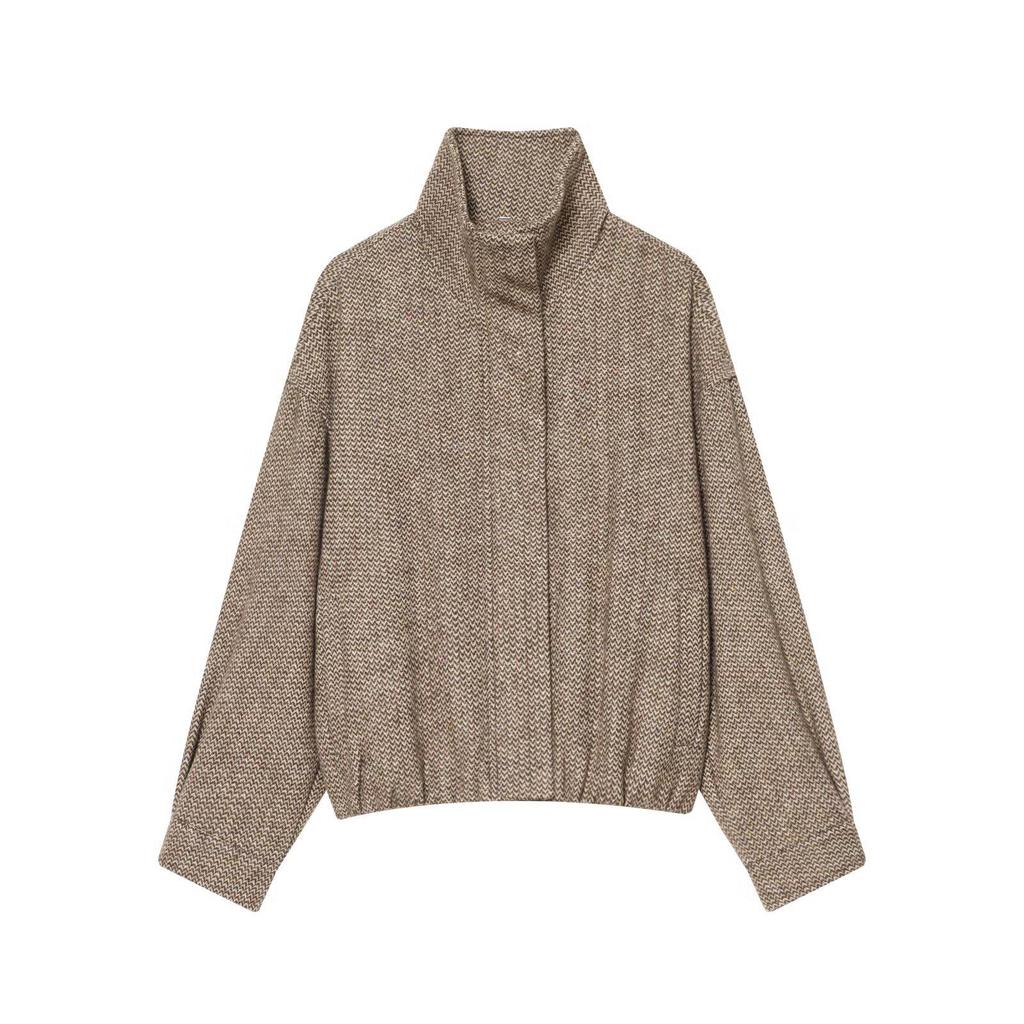 Autumn New European & American Style Herringbone Twill Jacket Coat with Skirt Pants