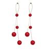 S925 Copper Needle Hot Sale Exaggerated Red Pearl Long Temperament Net Red Personality Tassel Simple Earrings Women's Zircon