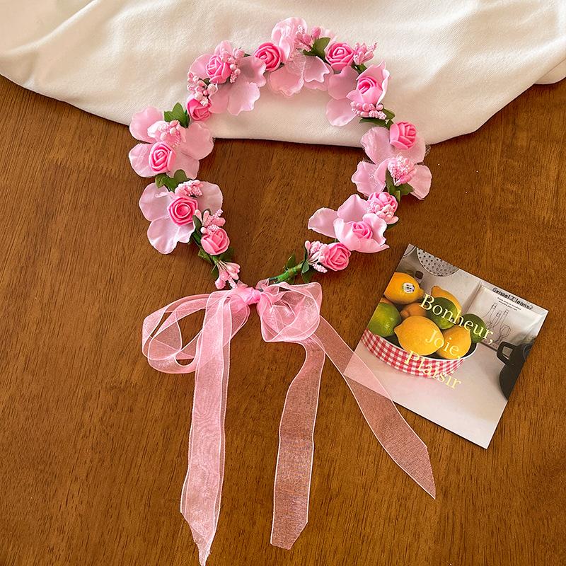1Pcs Wedding Bridesmaid Floral Headband Girls Boho Flower Crown Hair Accessories for Garden Party Birthday Festival