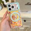 Kawaii Cartoon Cat Ring Stand Phone Case For iPhone 15 16 17 Pro Max INS Korean Style Glitter Clear Shockproof Protective Cover