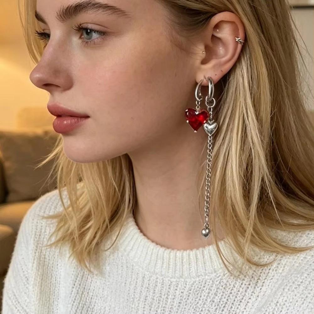 Asymmetrical Design Pendant Earrings Tassel Long Earrings New Zircon Earrings  Jewelry Accessories