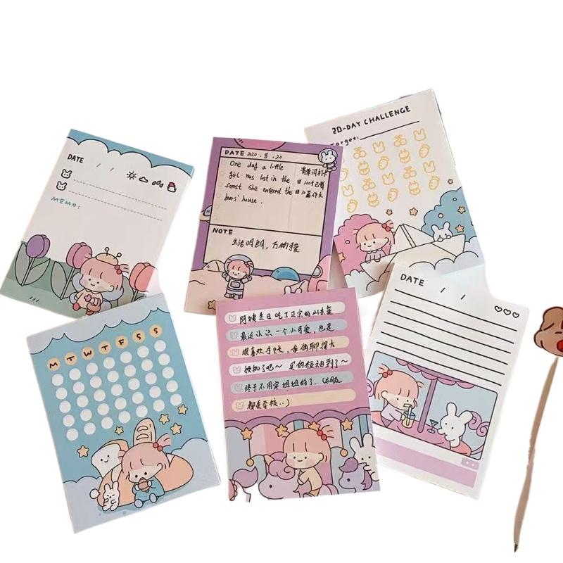 Office School Supplies Ins Cartoon Girl Note Cute Girl Korean Version Message Student Plan Lovely Memo Pad Kawaii Stationery