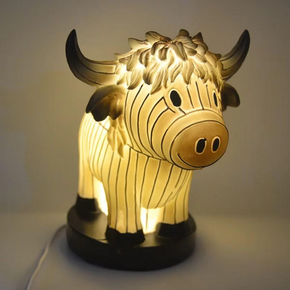 Cattle Shaped Animal Table Lamp Resin Calf Led Lamp Bedside Desk Night Light  for Living Room