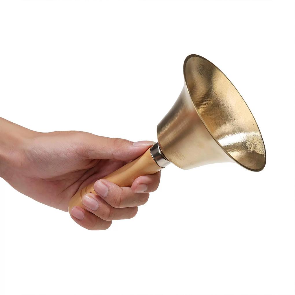 Festive Attention Christmas Hand Bell Wooden Handle Kindergarten Kids Christmas Jingle Ring Xmas Decorations Christmas Bells 8cm