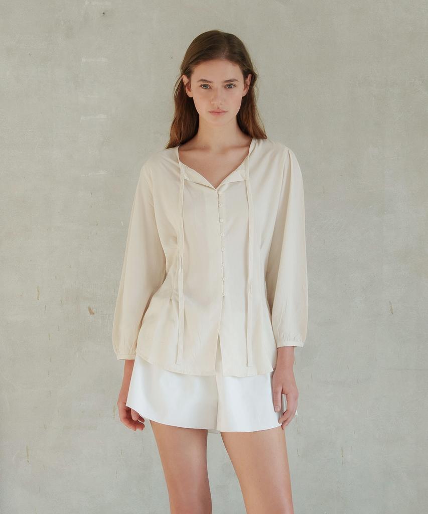 LETTERA Tie Button Blouse_2Colors
