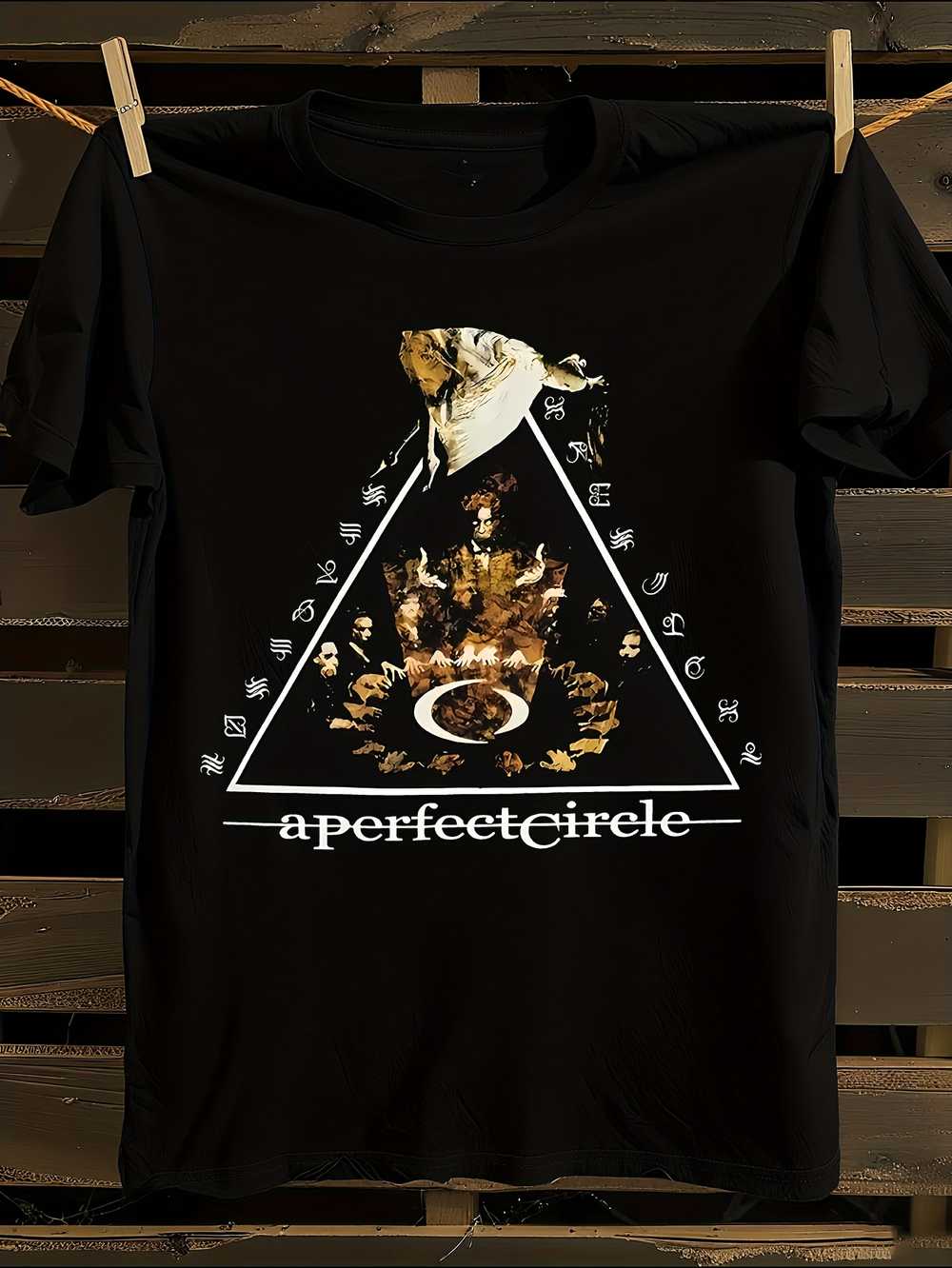

Perfect Circle Plus Size Black T-Shirt Mens Tshirt Womens Tshirts with Letters Print Short Sleeves T-Shirt Casual Street Tee Shirt Top XXL